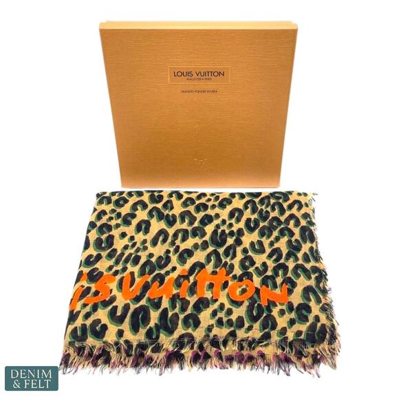 Louis Vuitton Stephen Sprouse Leopard Cashmere Silk Scarf w/ Box M75260 77”x55” - Picture 1 of 16